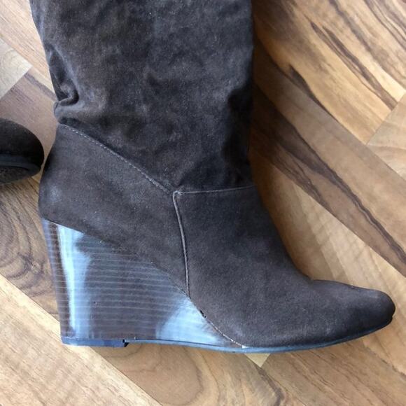 Rampage Brown Tall Wedge Boots Shoe Size 11 - Picture 3 of 9